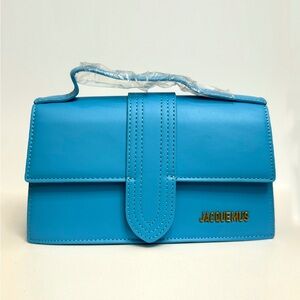 Jacquemus Le Grand Bambino Leather Envelope Bag (Blue)